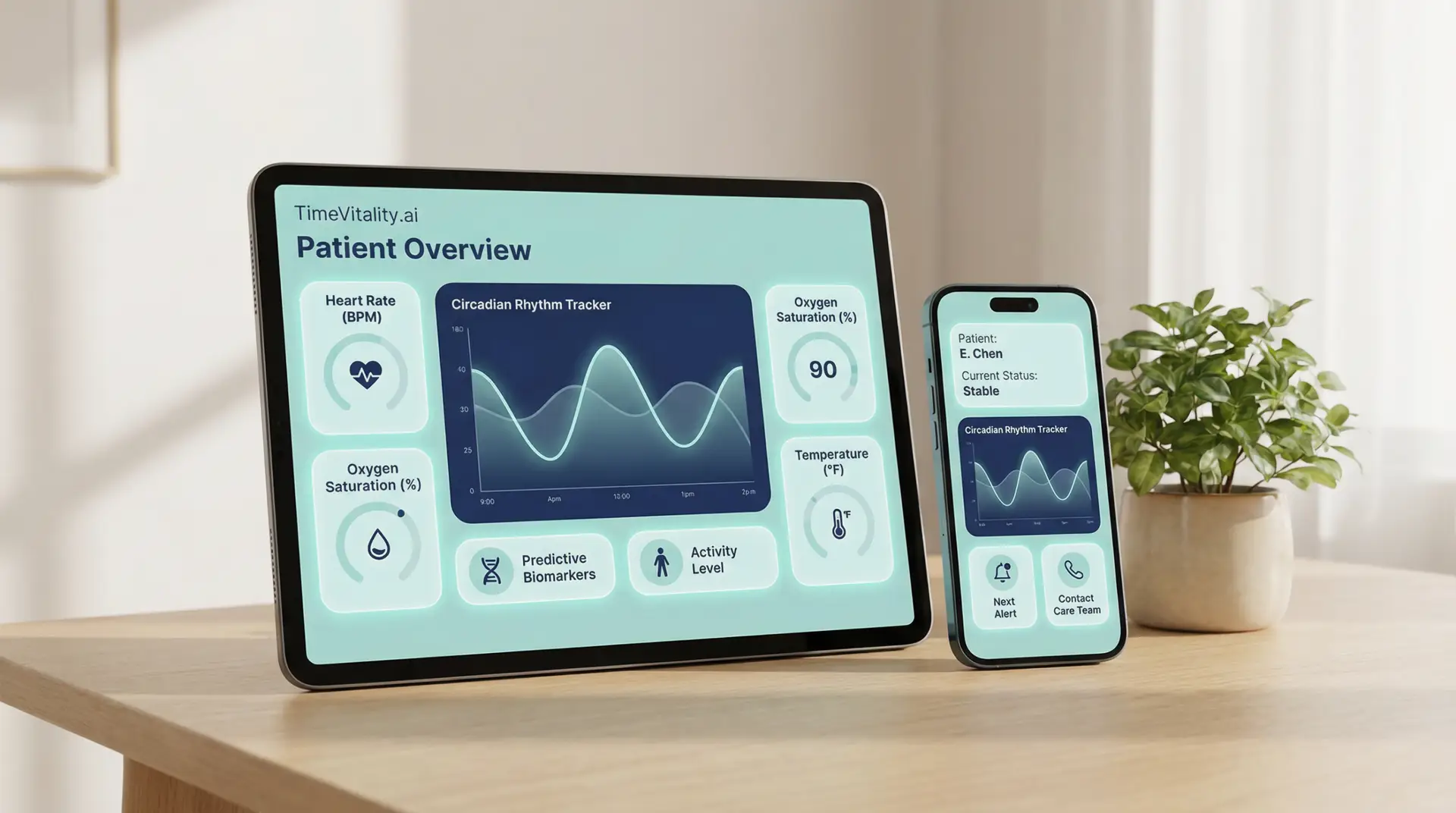 TimeVitality.ai remote health monitoring dashboard used by Vitality Health at Your Door for AI-powered concierge care in San Antonio
