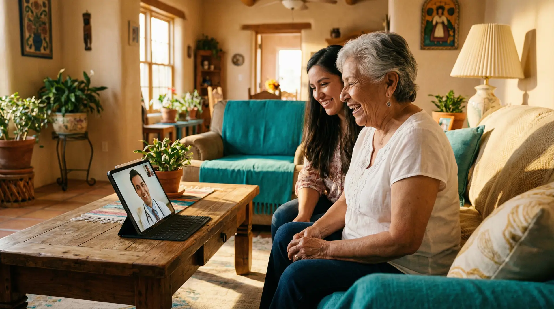 Happy family receiving quality home physician care from Vitality Health at Your Door in San Antonio